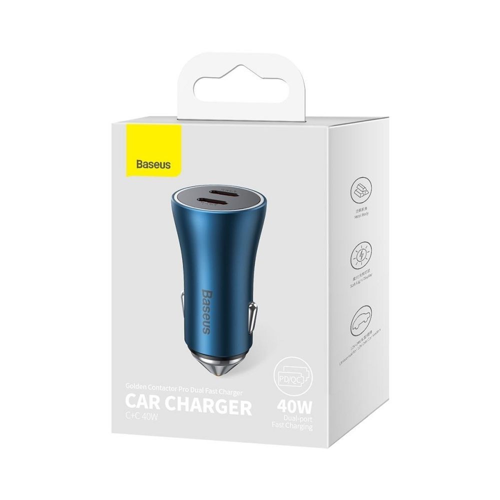 BASEUS car charger 2 x Type C PD QC4.0 3A 40W CGJP000003 blue - Image 12