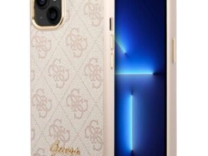 GUESS case for IPHONE 13 / 14 / 15 GUHCP14SHG4SHP (4G Vintage Gold Logo) pink