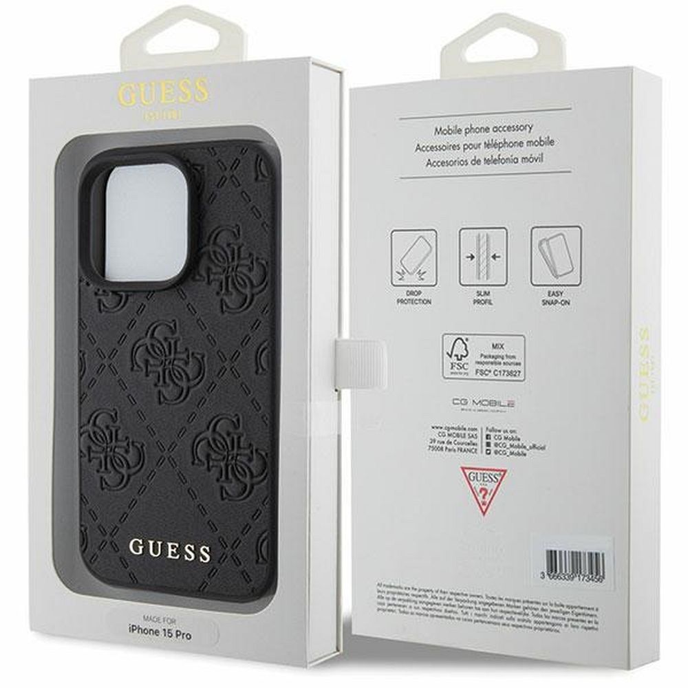 GUESS case for IPHONE 15 Pro GUHCP15LP4EPMK (Quilted 4G Classic) black - Image 8