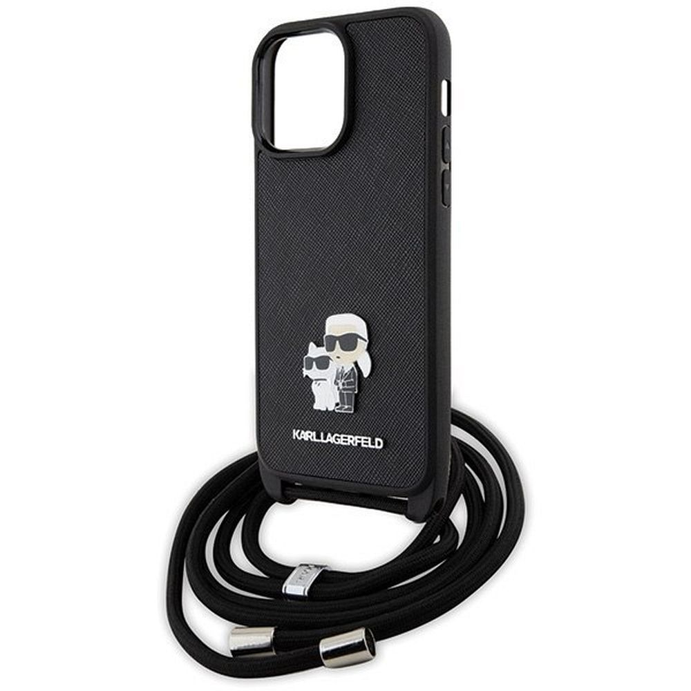 KARL LAGERFELD case for IPHONE 14 Pro Max KLHCP14XSAKCPSK (Saffiano KC Metal PIN Crossbody) black - Image 5
