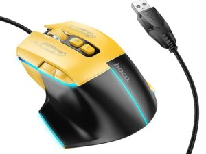 HOCO gaming wire USB A computer mouse 3600DPI black yellow