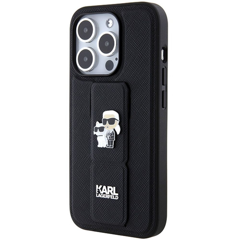 KARL LAGERFELD case for IPHONE 14 Pro Max KLHCP14XGSAKCPK (Gripstand Saffiano KC PIN) black - Image 2
