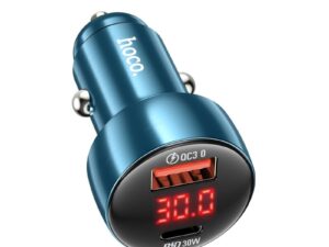 HOCO car charger USB A + Type C with digital display PD QC3.0 3A 48W Z50 blue