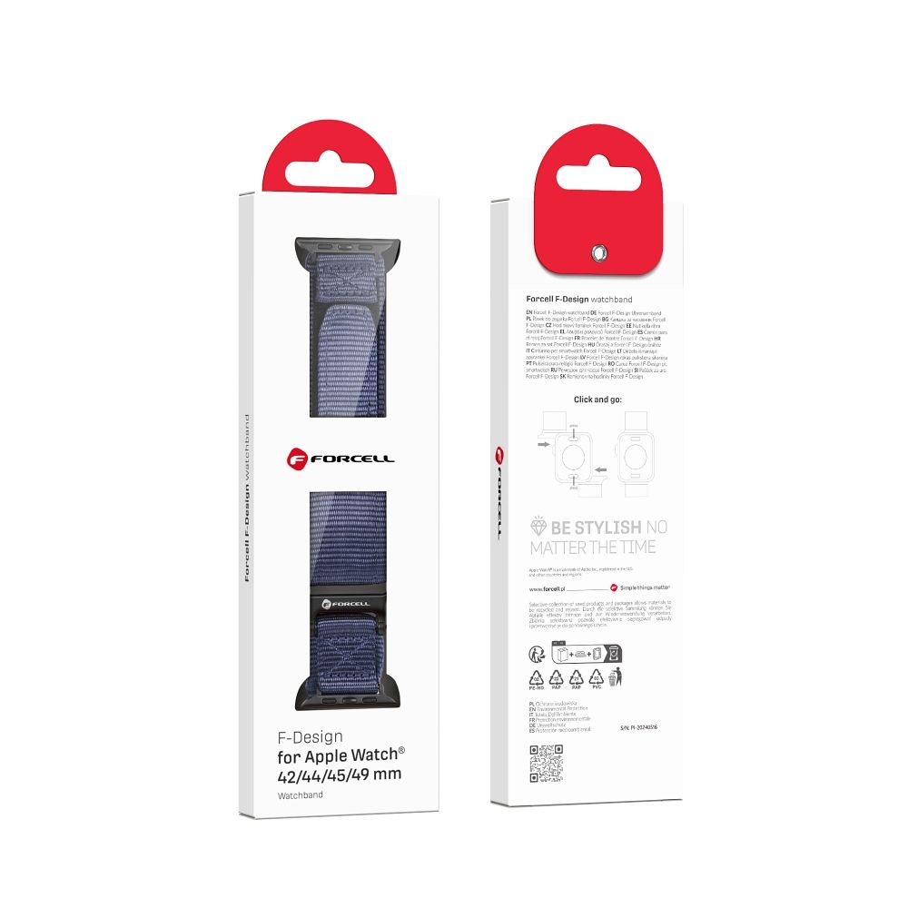 FORCELL F-DESIGN FA05 nylon strap for APPLE Watch 42 / 44 / 45 / 49 mm blue - Image 4