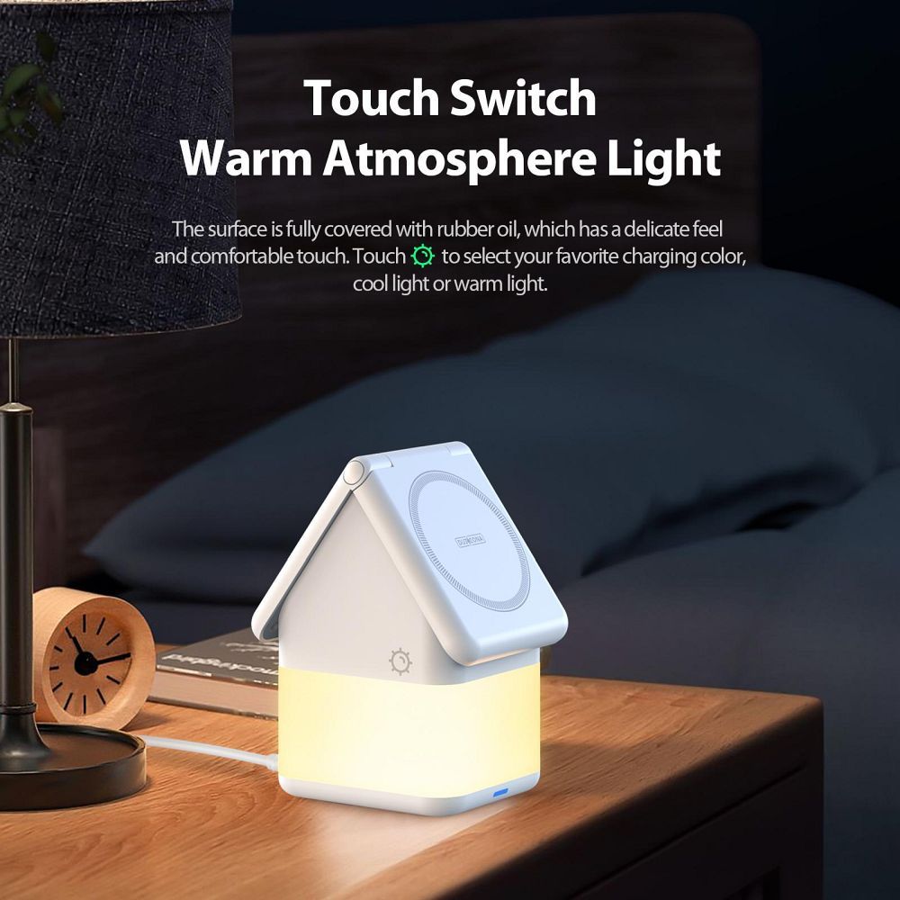 W20 4-in-1 House-shaped Magnetic Wireless Charger Stand 15W White - Image 6