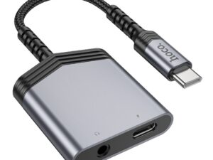 HOCO adapter AUX 2in1 Type C to Type C /  Jack 3,5 mm 27W LS39 metal gray