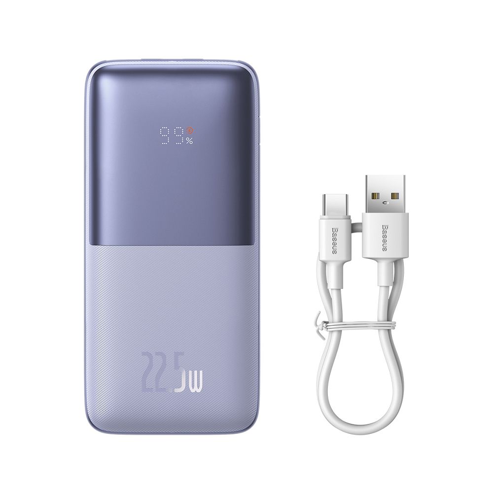 BASEUS powerbank 10 000 mAh + cable USB A to Type C PD QC3.0 3A 22,5W PPBD040005 purple - Image 3