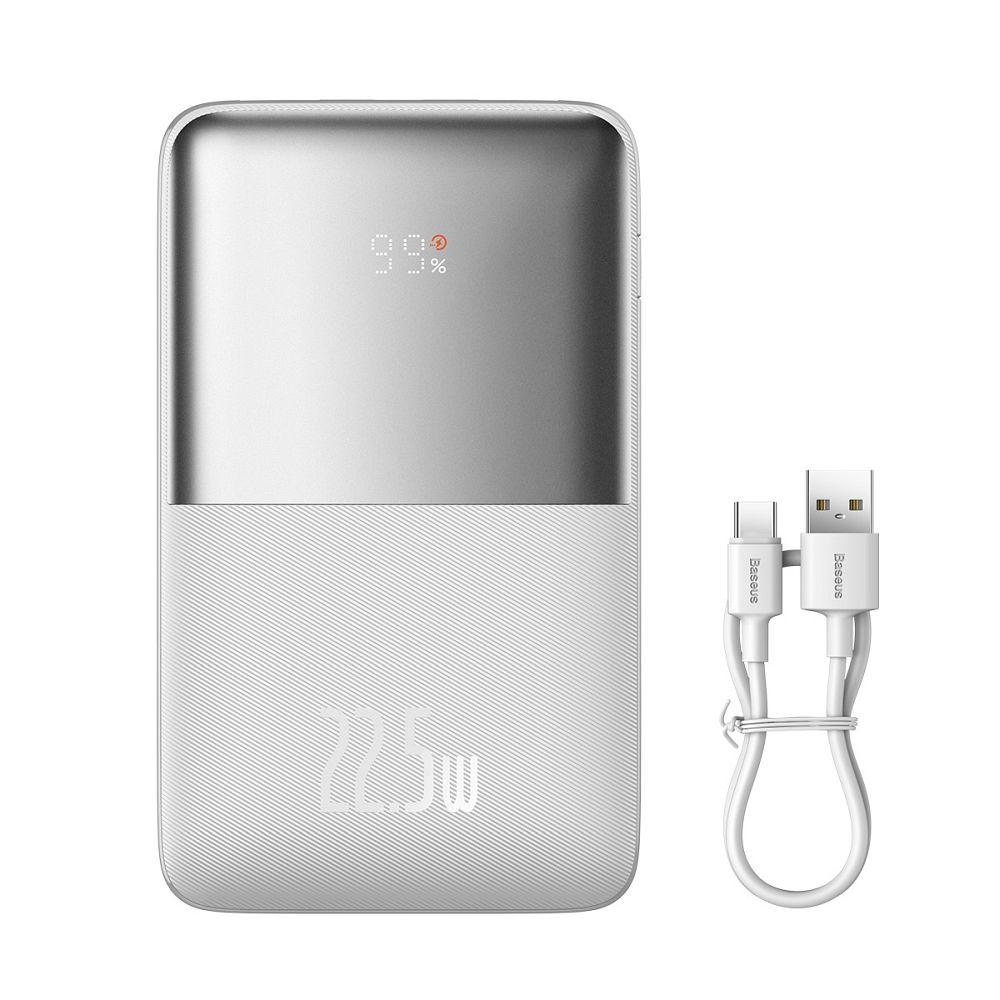 BASEUS powerbank 20 000 mAh + cable USB A to Type C PD QC3.0 3A 22,5W PPBD030002 white - Image 4