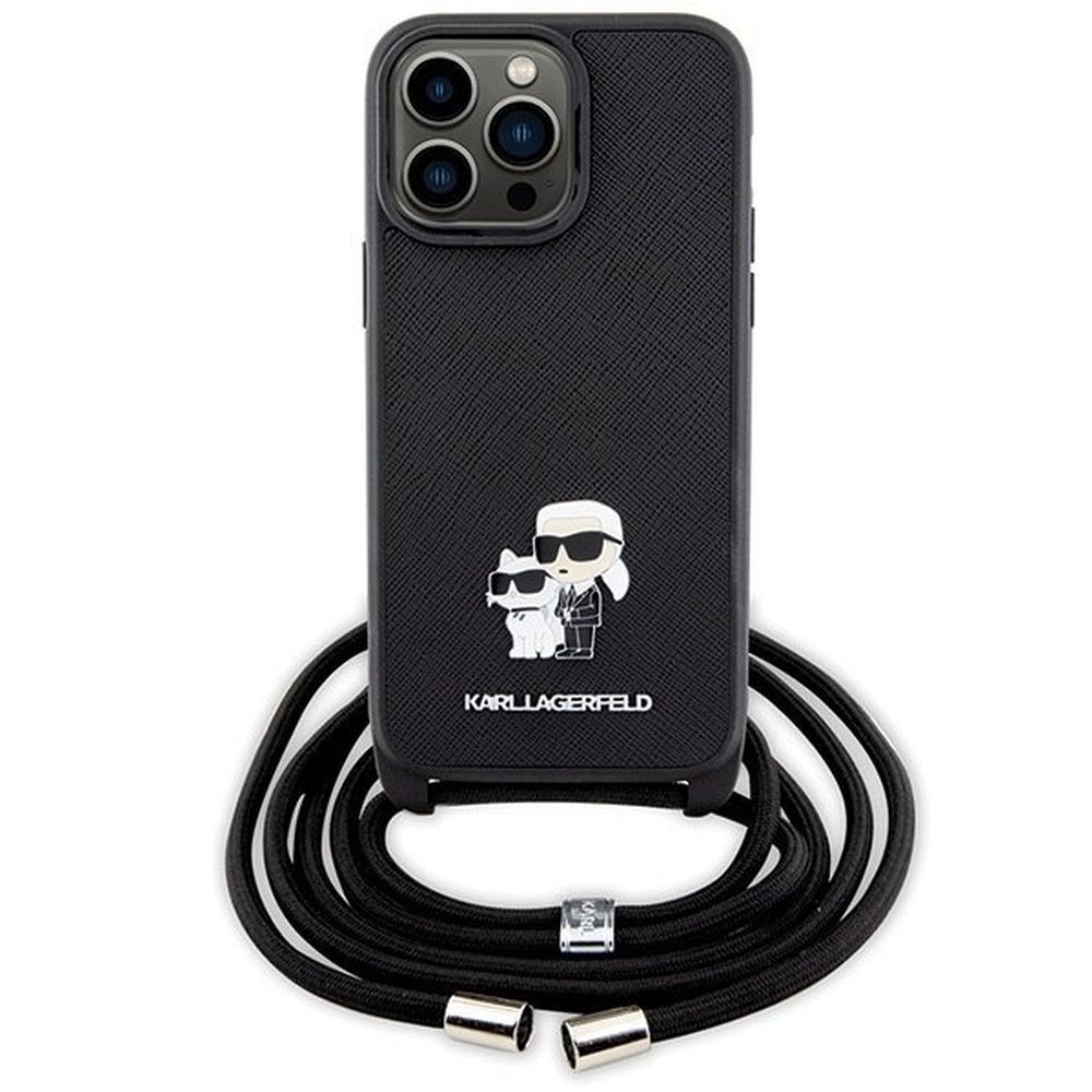 KARL LAGERFELD case for IPHONE 13 Pro Max KLHCP13XSAKCPSK (Saffiano KC Metal PIN Crossbody) black - Image 2