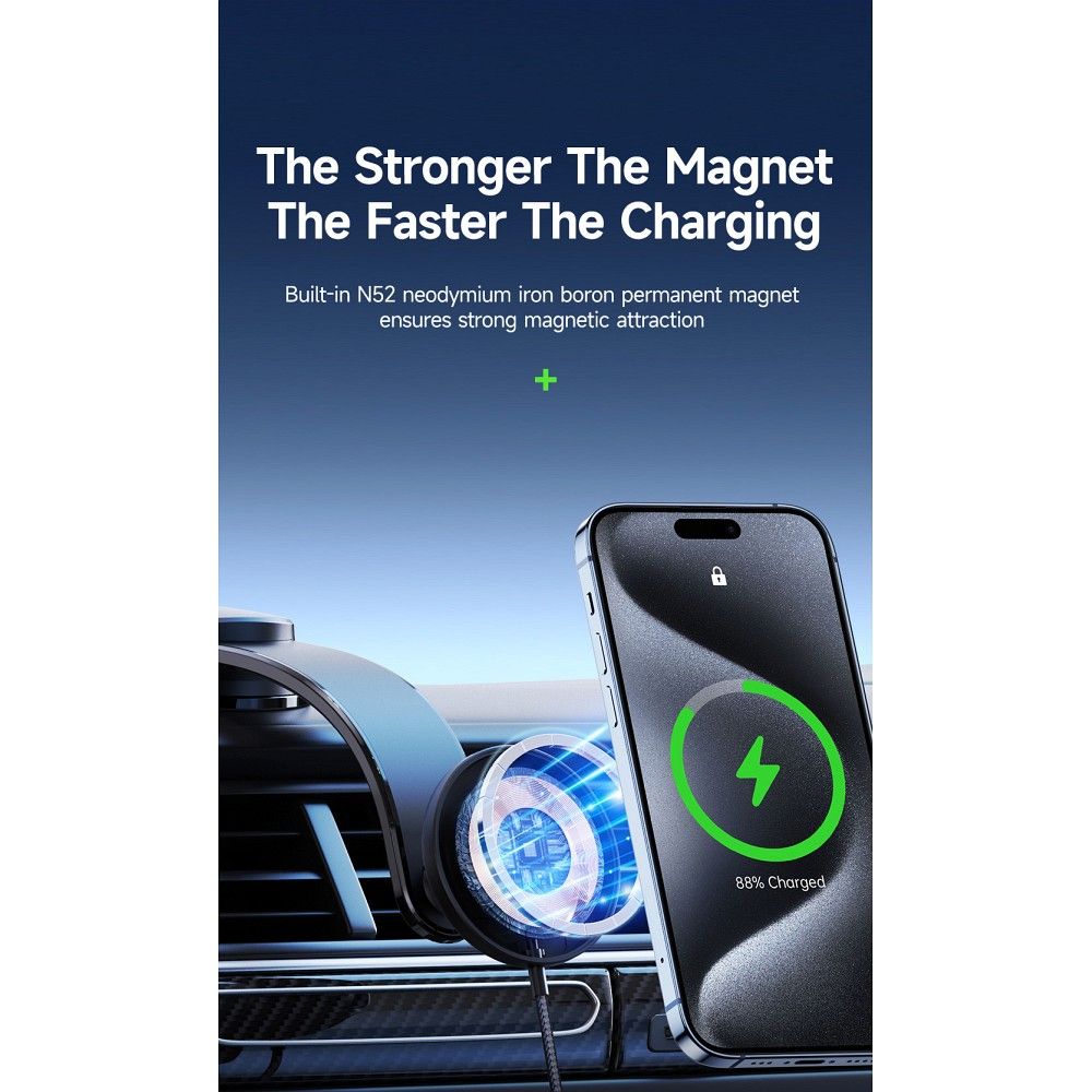 DUZZONA V4 - Dashboard Car Holder with Magnetic Wireless Charger 15W (Compatible with MagSafe and Qi2 charging) - Image 8