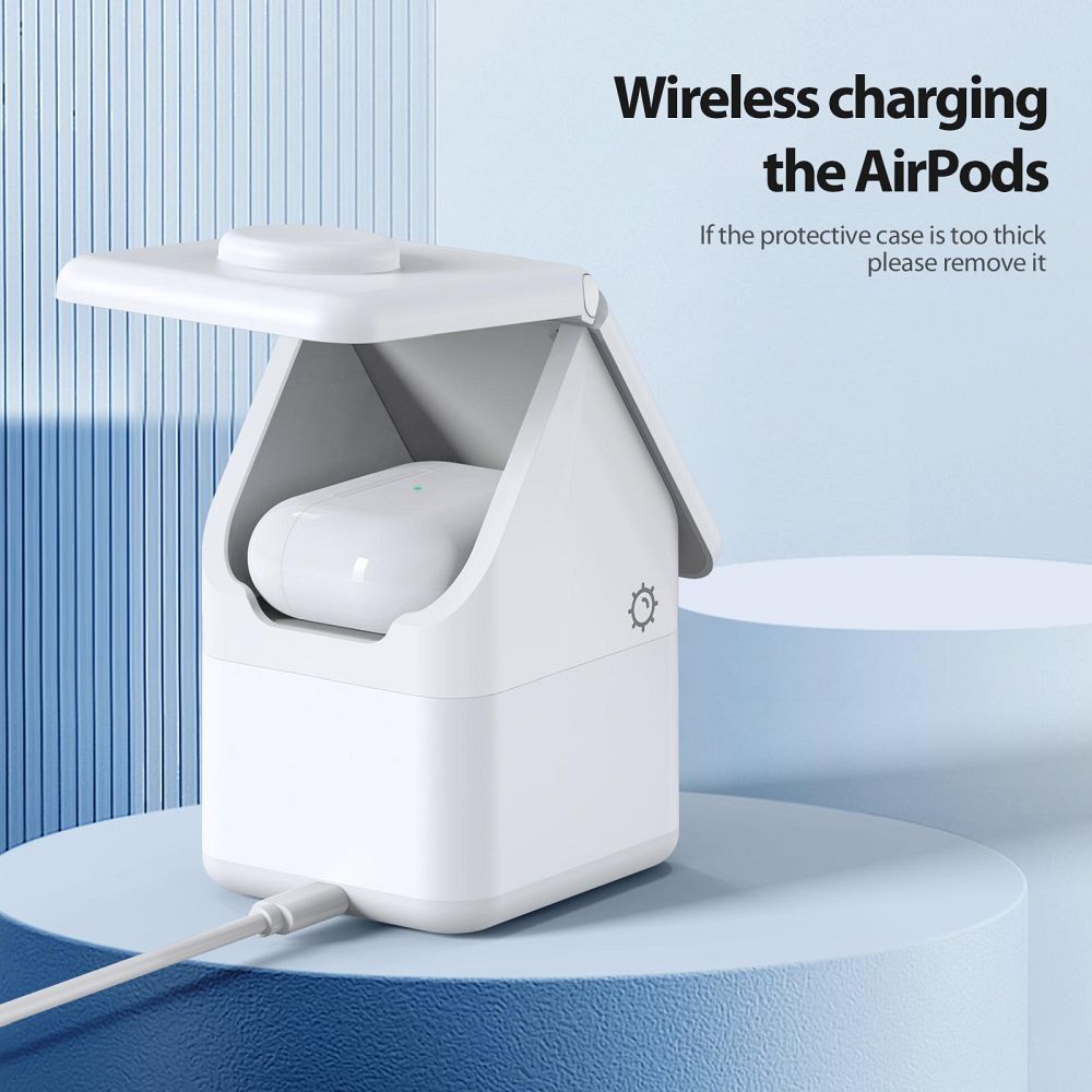 W20 4-in-1 House-shaped Magnetic Wireless Charger Stand 15W White - Image 5