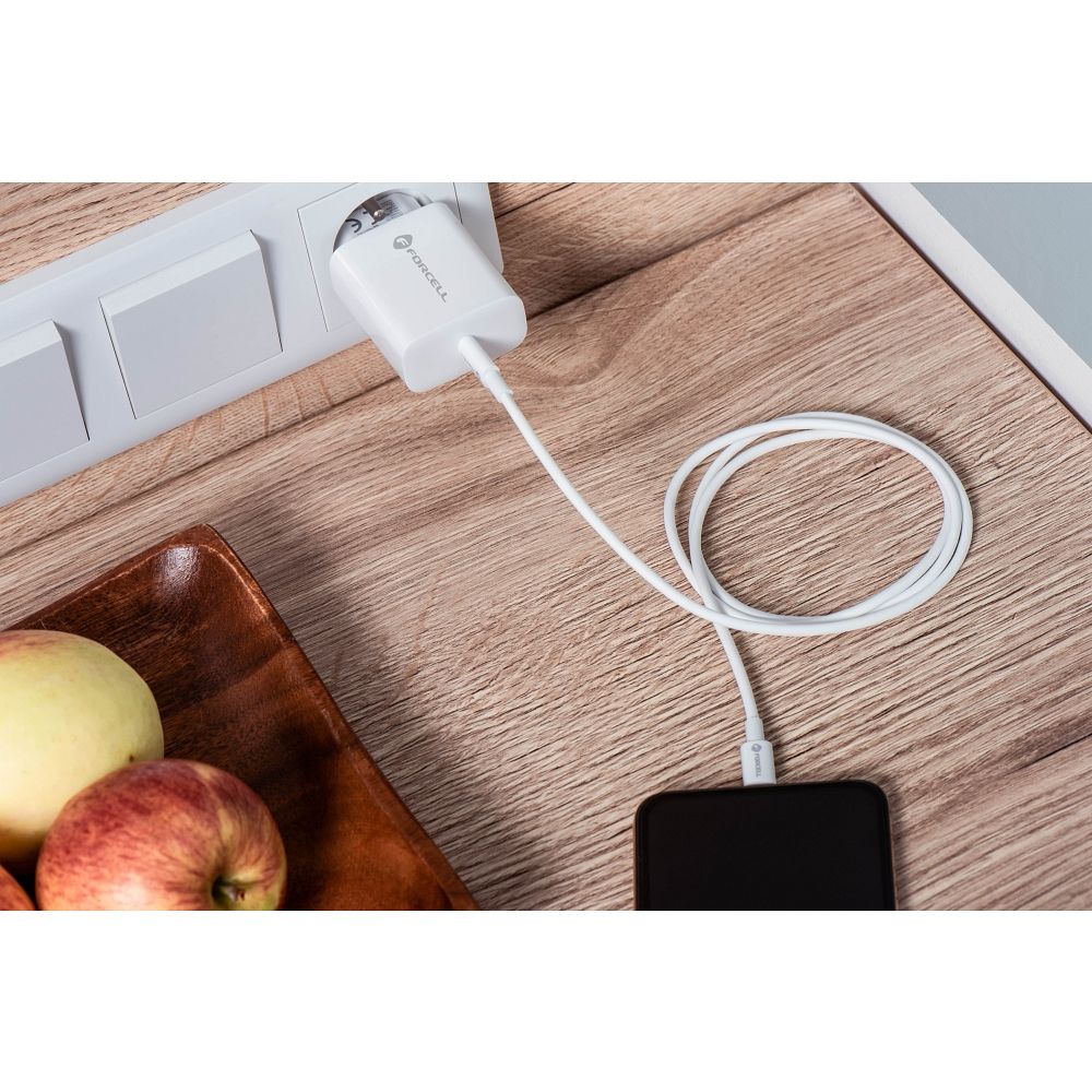 FORCELL F-ENERGY TFK-TC-25WPD travel charger Type C + cable Type C to Type C PD Q.C 3A 25W white - Image 14