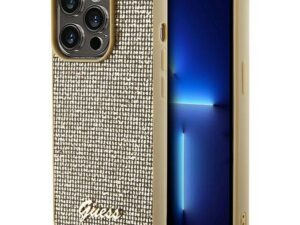 Original faceplate case GUESS GUHCP14LPMSDGSD for iPhone 14 Pro (Disco Script Metal / gold)