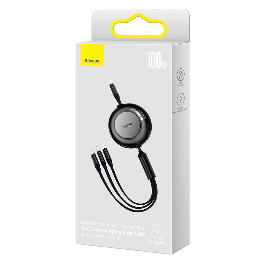 BASEUS cable 3in1 Type C to MicroUSB / Lightning / Type C PD QC4.0 3,5A 100W CAMJ010201 1,1 m black - Image 12