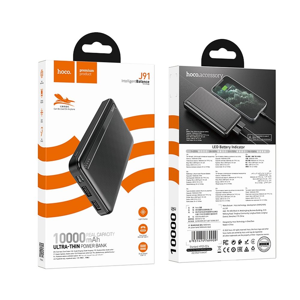 HOCO Powerbank 10 000mAh J91 black - Image 6