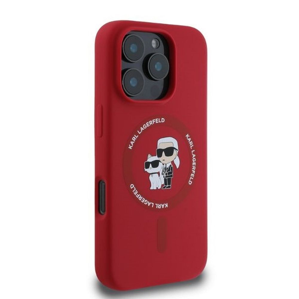 KARL LAGERFELD case for IPHONE 16 Pro compatible with MagSafe KLHMP16LSCMKCRHR (Silicone KC Body Ring) red - Image 3