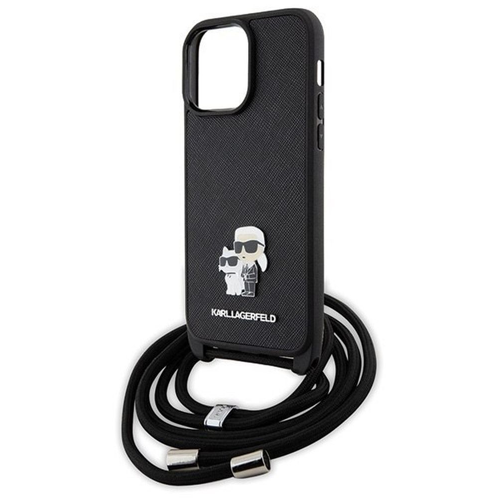 KARL LAGERFELD case for IPHONE 13 Pro Max KLHCP13XSAKCPSK (Saffiano KC Metal PIN Crossbody) black - Image 5
