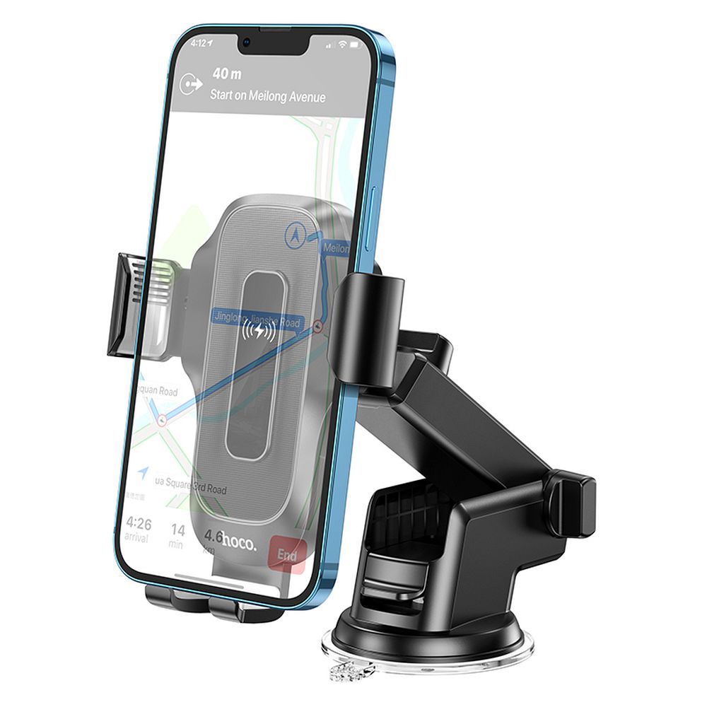 HOCO car holder with wirelles charging for windshield / center console 15W HW3 black - Image 2