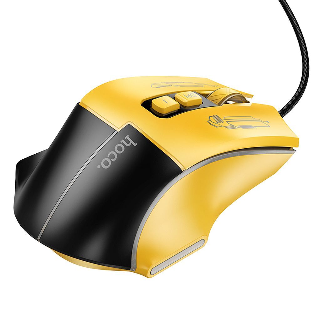 HOCO gaming wire USB A computer mouse 3600DPI black yellow - Image 2