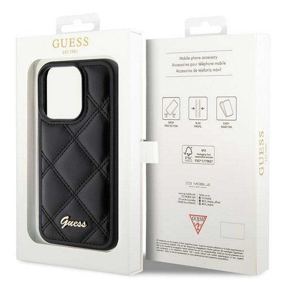 GUESS case for IPHONE 15 Pro GUHCP15LPSQSQSK (Quilted Metal Logo) black - Image 8
