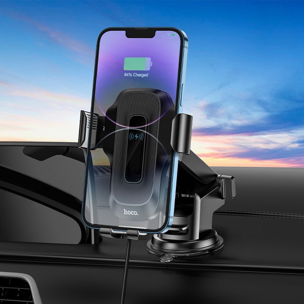 HOCO car holder with wirelles charging for windshield / center console 15W HW3 black - Image 7