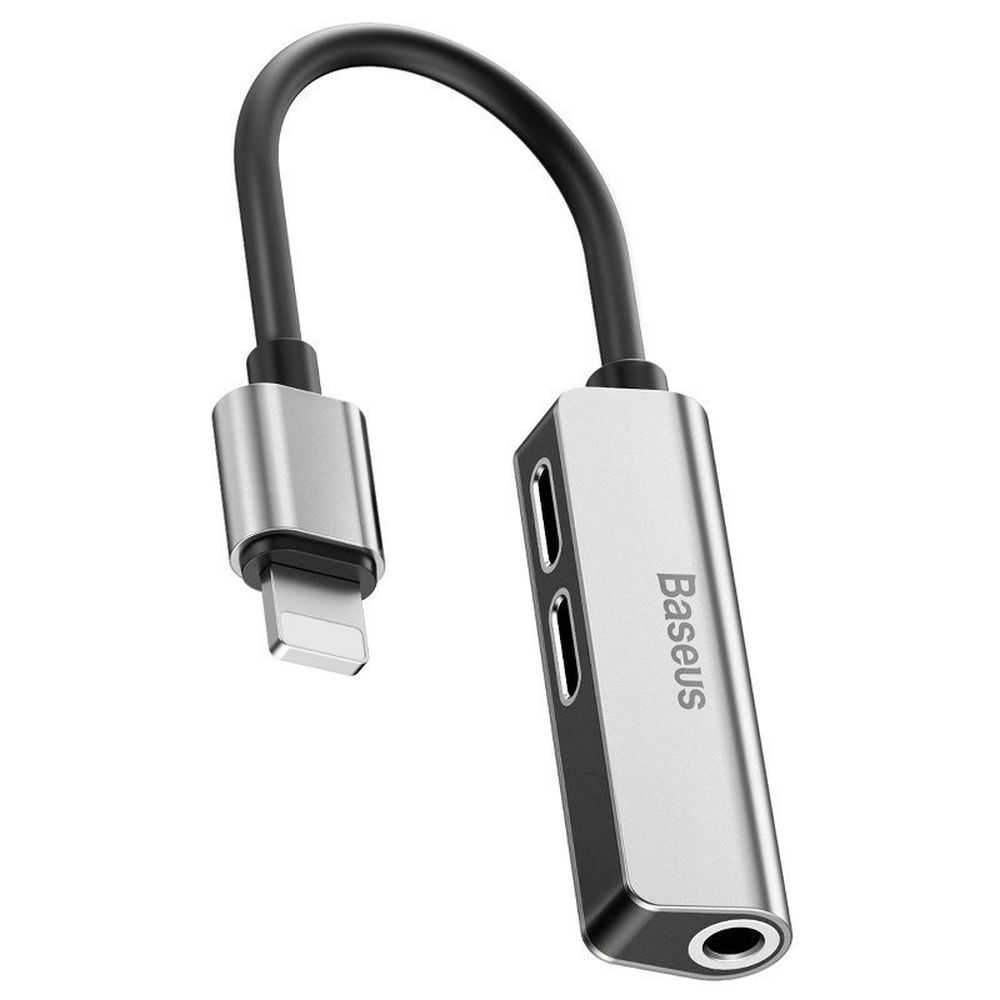 BASEUS adapter AUX 3in1 Lightning to Jack 3,5 mm (female) + 2 x Lightning L52 CALL52-S1 silver black