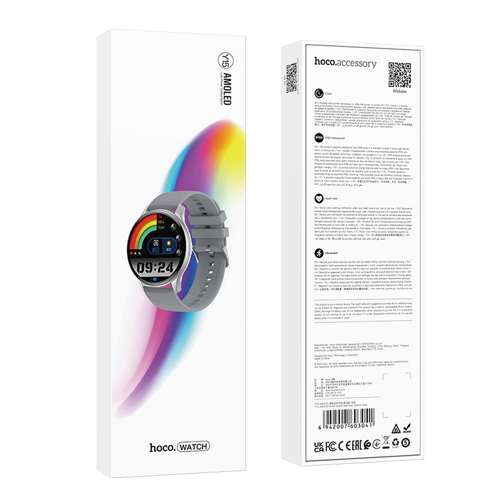 HOCO okosóra hívásfunkcióval, AMOLED Y15, ezüst színű - Image 4