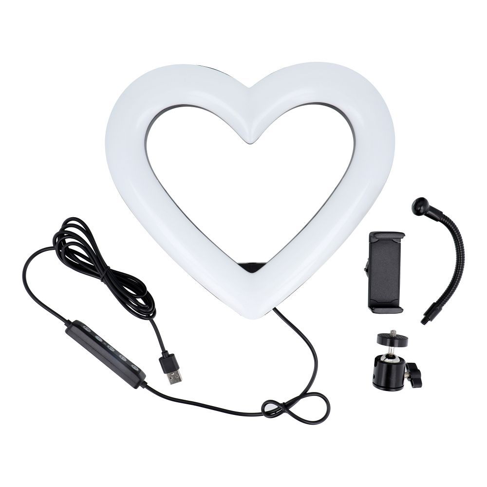 LED Ring Stream RGB lamp 10" with holder for mobile HEART + tripod JM26-10 black - Image 8