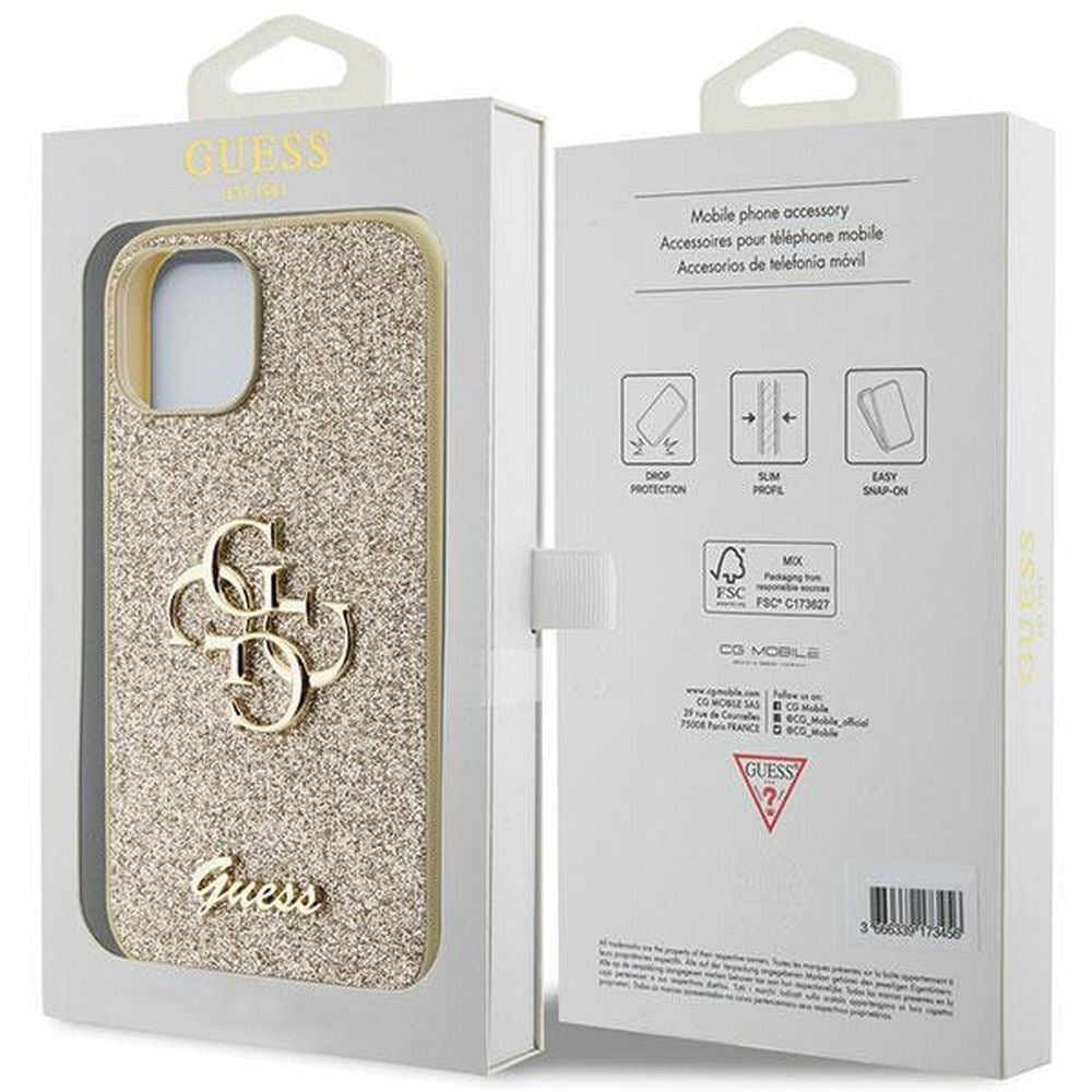 GUESS case for IPHONE 15 GUHCP15SHG4SGD (Fixed Glitter Big 4G) gold - Image 8