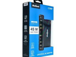 REBEL universal travel charger 45W 12-19,5V automatic 10 plugs black