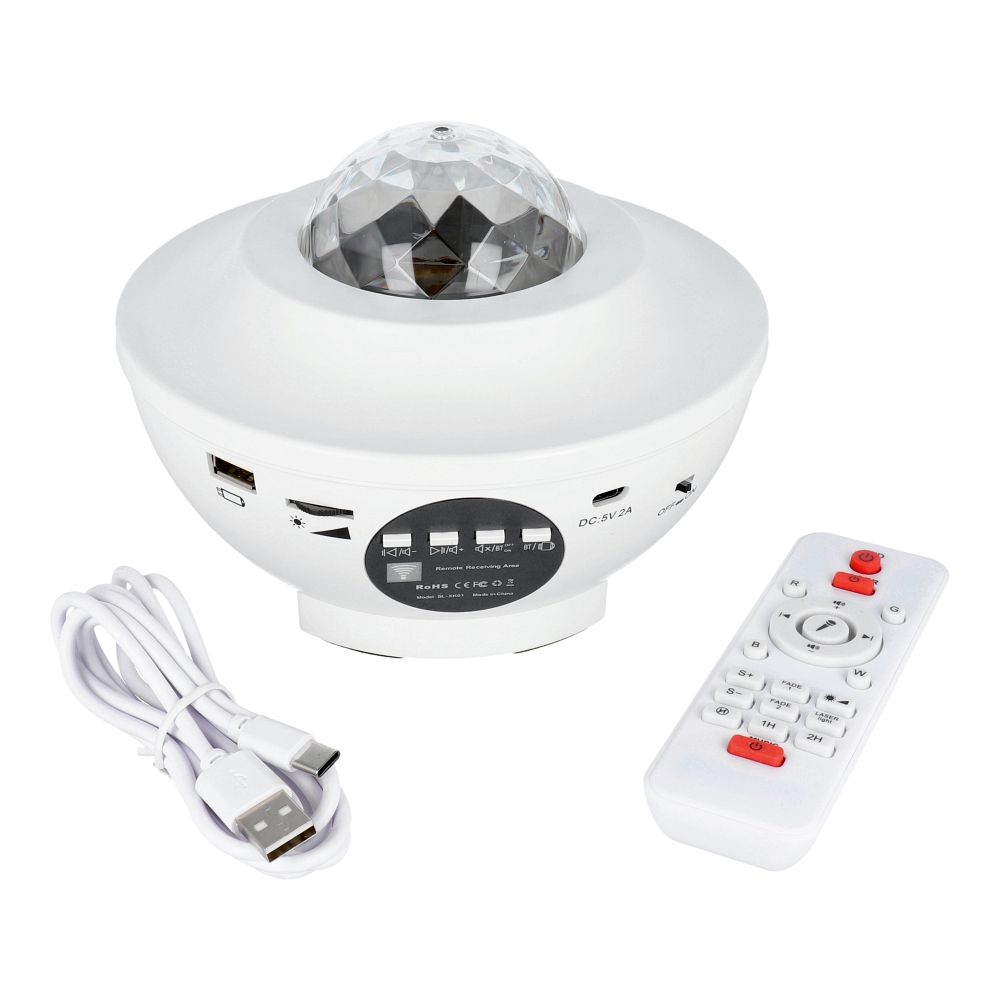 Projector STARS LED / Disco with bluetooth speaker + remote control + USB BTM0504-B / HD-SPL white - Image 3