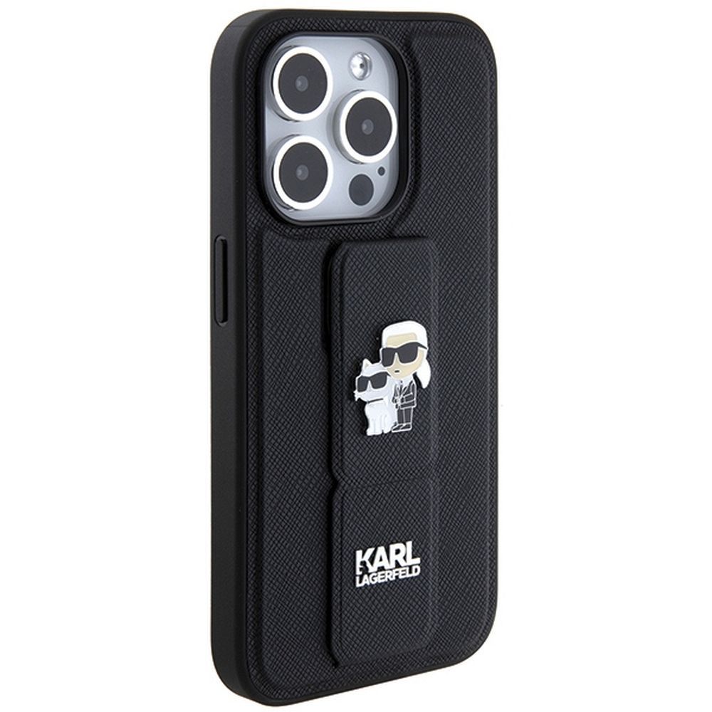 KARL LAGERFELD case for IPHONE 14 Pro Max KLHCP14XGSAKCPK (Gripstand Saffiano KC PIN) black - Image 4