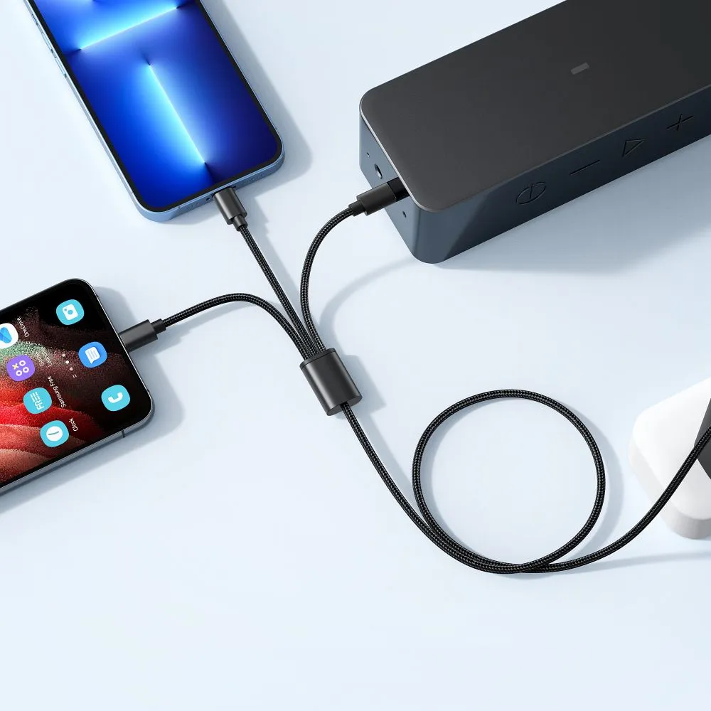 VEGER cable 3in1 USB A to Lightning / Type C / Micro USB 2A 12W V303 1,2 m black - Image 3
