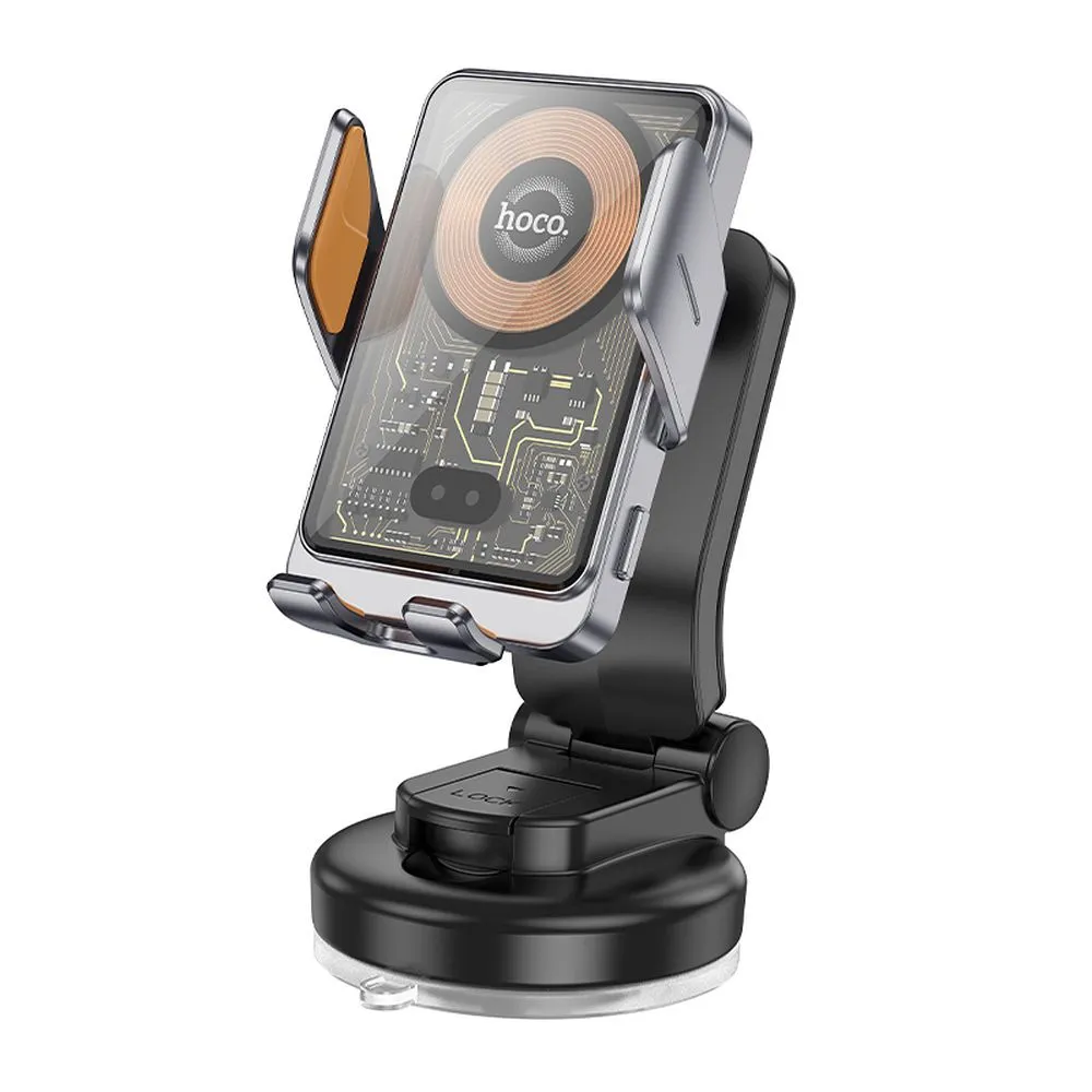 HOCO car phone holder with wirelles charging for windshield / center console 15W HW8 black - Image 4