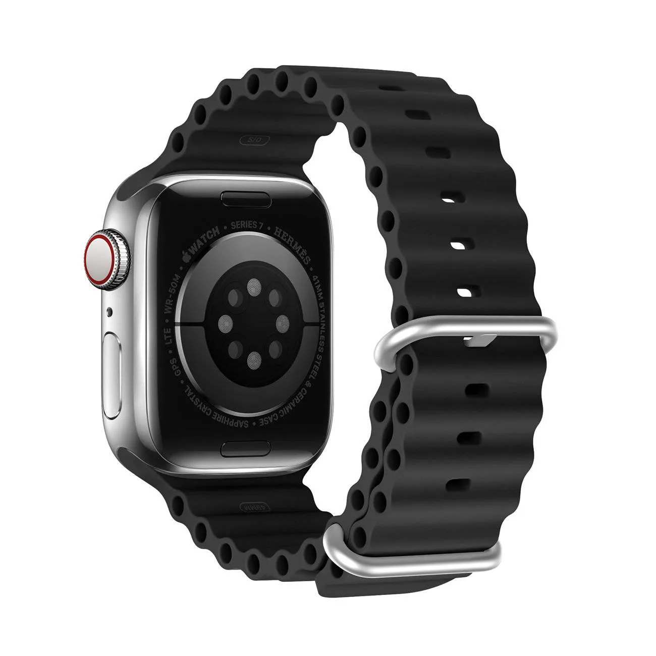 DUX DUCIS strap OCEAN WAVE silicone for Apple Watch 42 / 44 / 45 mm black - Image 2