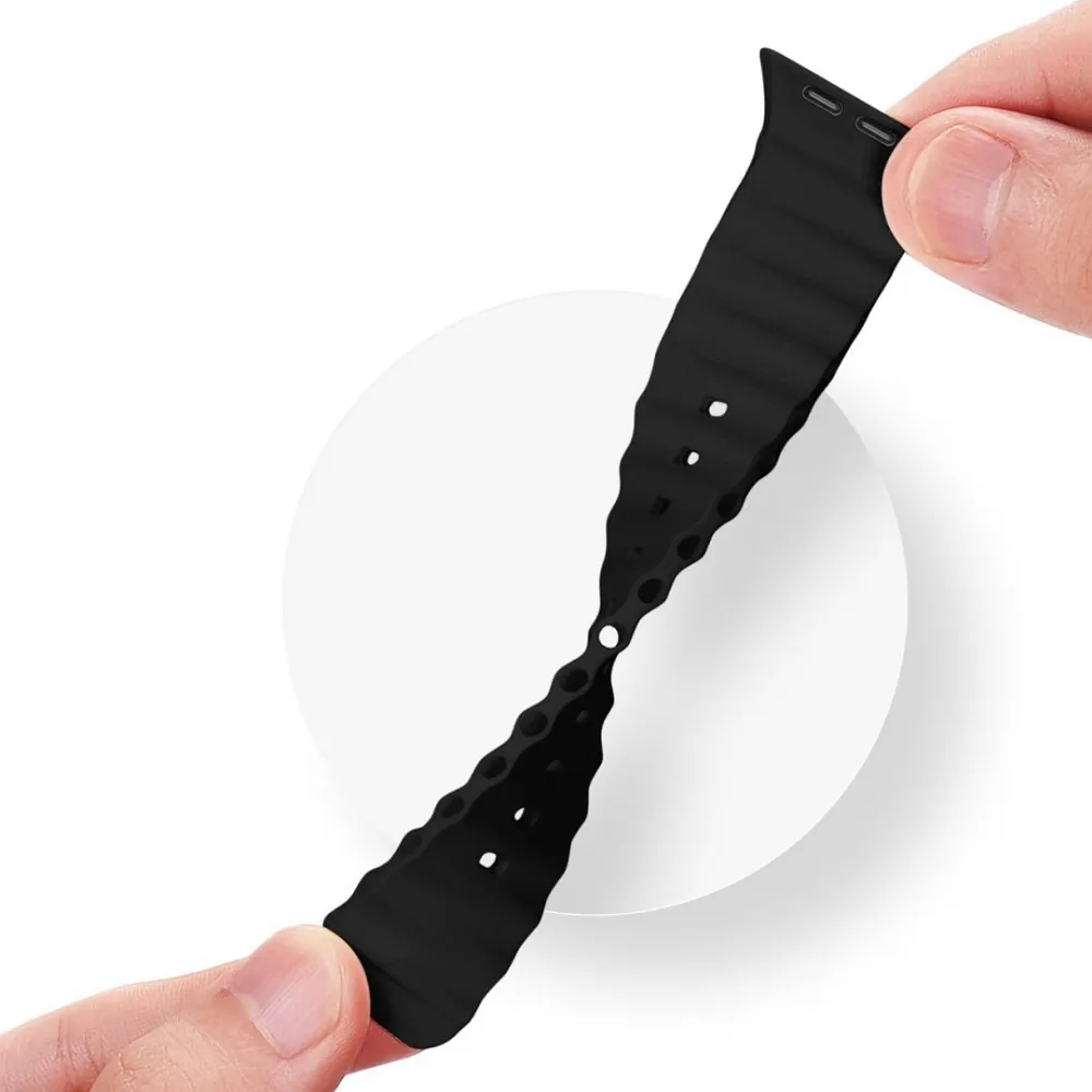DUX DUCIS strap OCEAN WAVE silicone for Apple Watch 42 / 44 / 45 mm black - Image 6