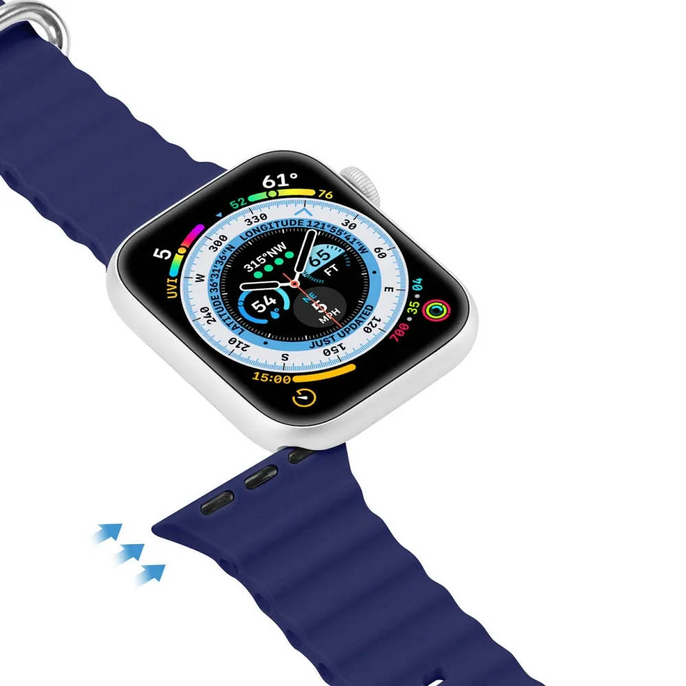 DUX DUCIS strap OCEAN WAVE silicone for Apple Watch 42 / 44 / 45 mm blue - Image 3