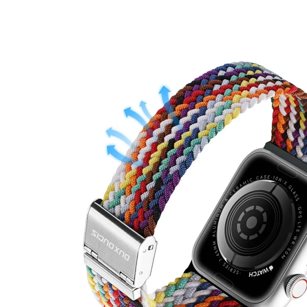 DUX DUCIS strap MIXTURE II stretchable braided for Apple Watch 42 / 44 / 45 mm rainbow - Image 7
