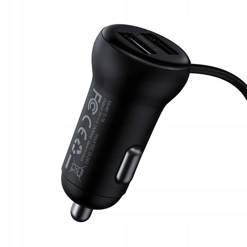BASEUS car charger 2 x USB A + transmitter FM BT 3,1A S-16 CCMT000201 black - Image 4