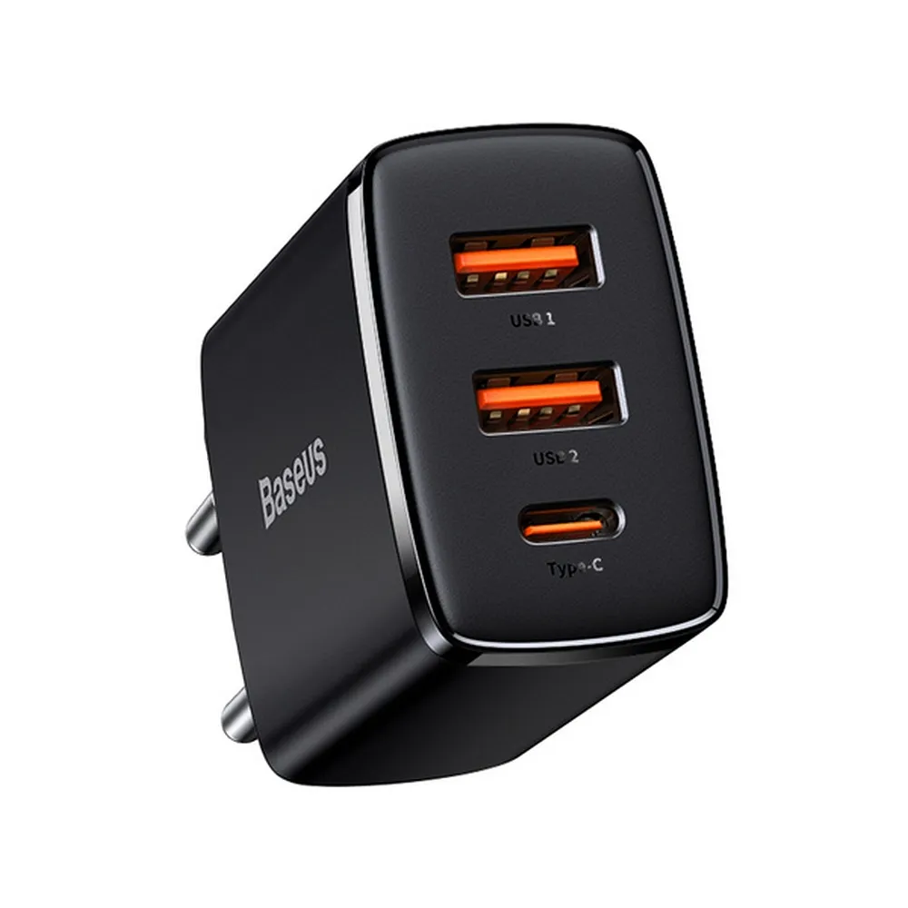 BASEUS charger 2 x USB A + Type C PD QC3.0 3A 30W CCXJ-E01 black
