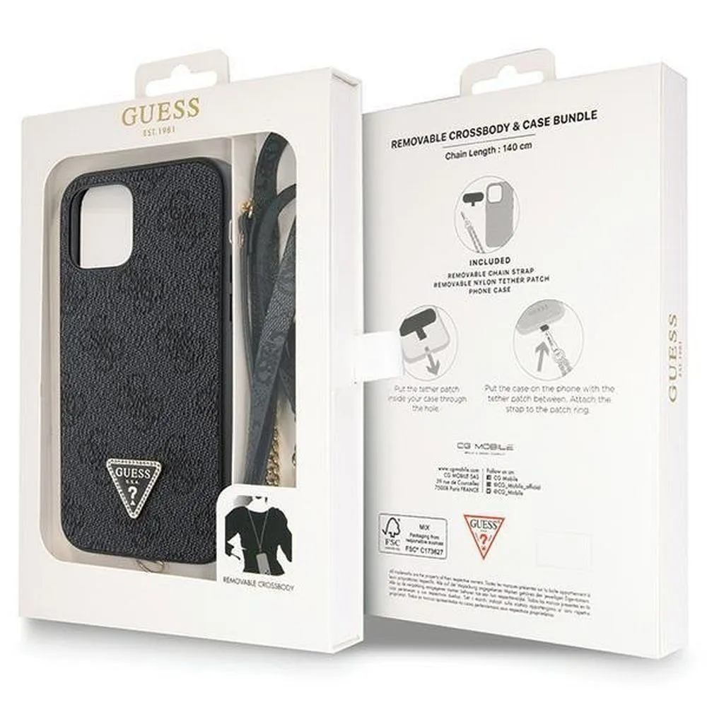 GUESS case for IPHONE 12 / 12 Pro GUHCP12MP4TDSCPK (Metal Logo Starss Crossbody) black - Image 9