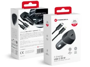 FORCELL F-ENERGY Carbon CC50-1C car charger Type C + cable Type C to Lightning PD 3A 20W black