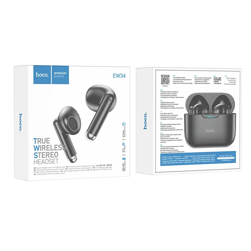 HOCO wireless bluetooth earphones TWS EW34 black - Image 4