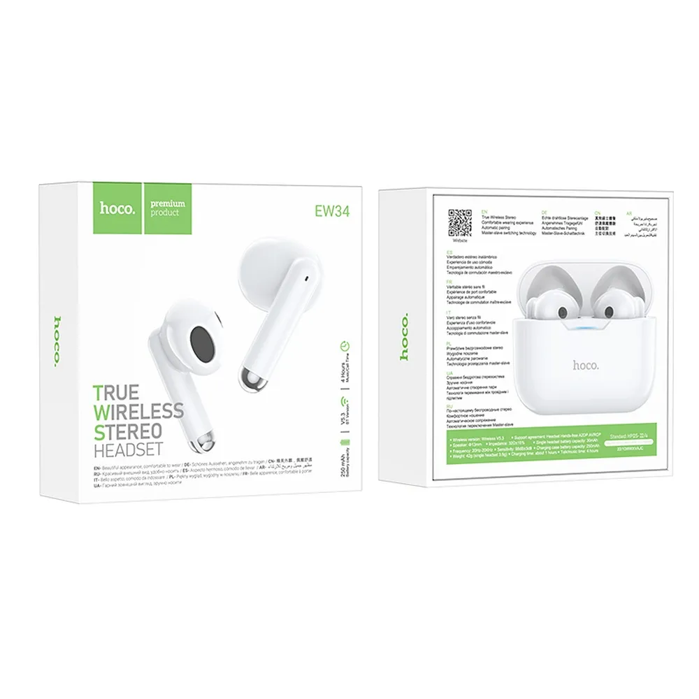 HOCO wireless bluetooth earphones TWS EW34 white - Image 2
