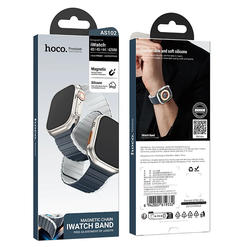 HOCO strap for Apple Watch 42 / 44 / 45 / 49 mm AS102 midnight blue with gray - Image 7