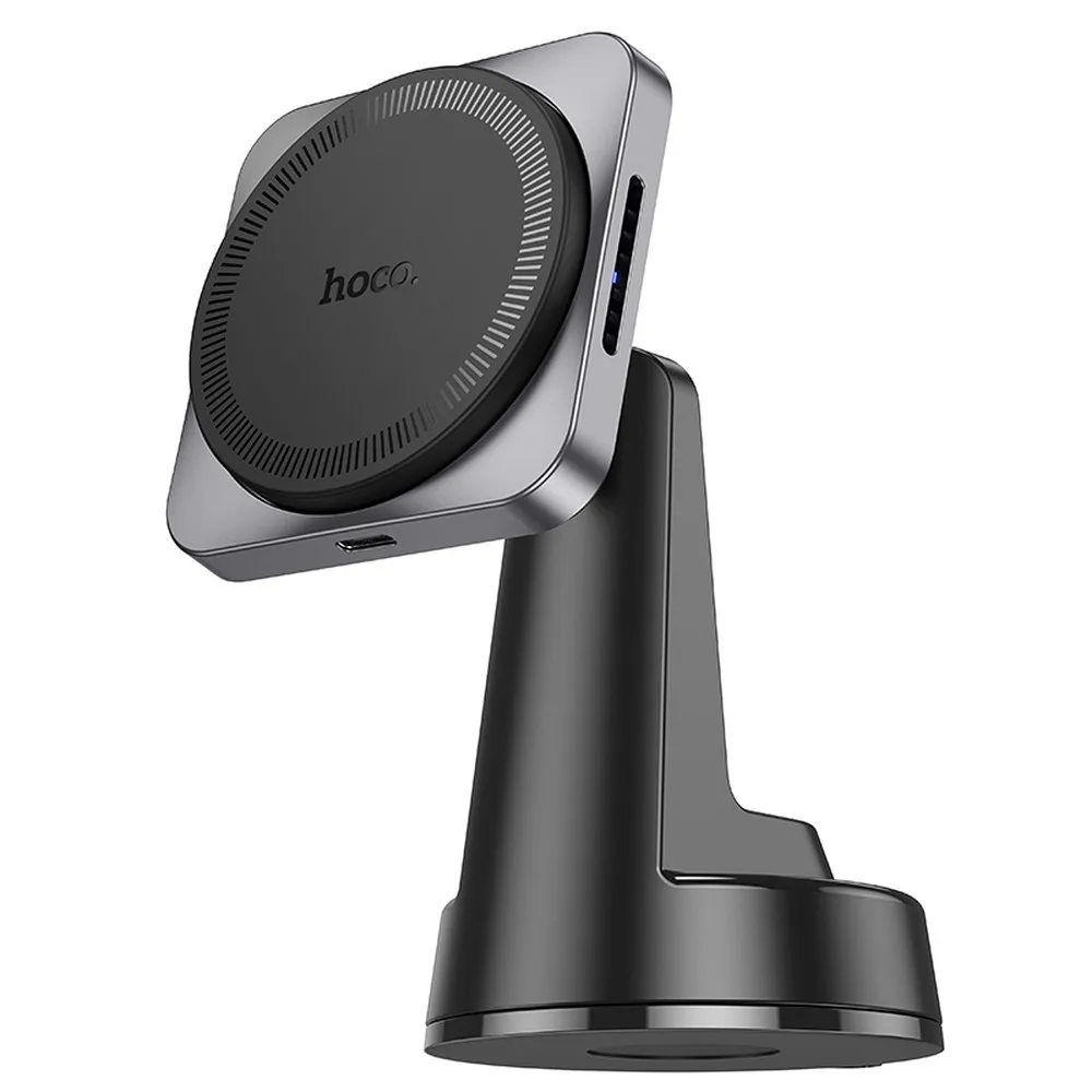 HOCO car holder with wireless charging for center console compatible with MagSafe 15W HW16 black metal gray - Image 3