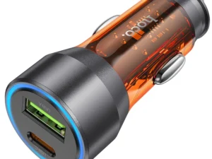 HOCO car charger USB A + Typ C PD QC3.0 3A 43W NZ12A transparent orange
