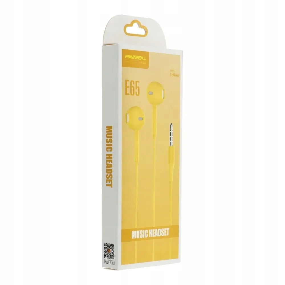 PAVAREAL wire earphone Jack 3,5 mm with microphone PA-E65 yellow