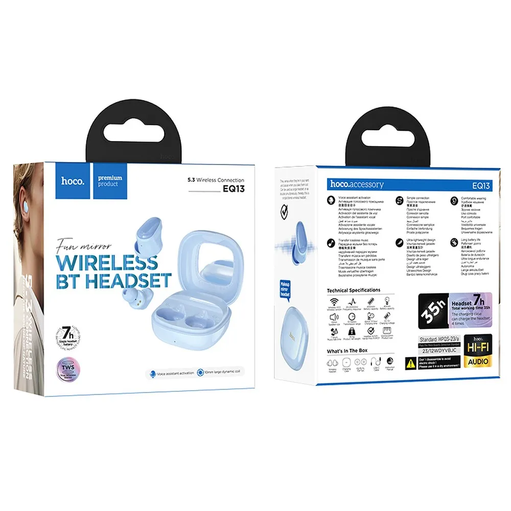 HOCO wireless earphones bluetooth TWS EQ13 blue - Image 3