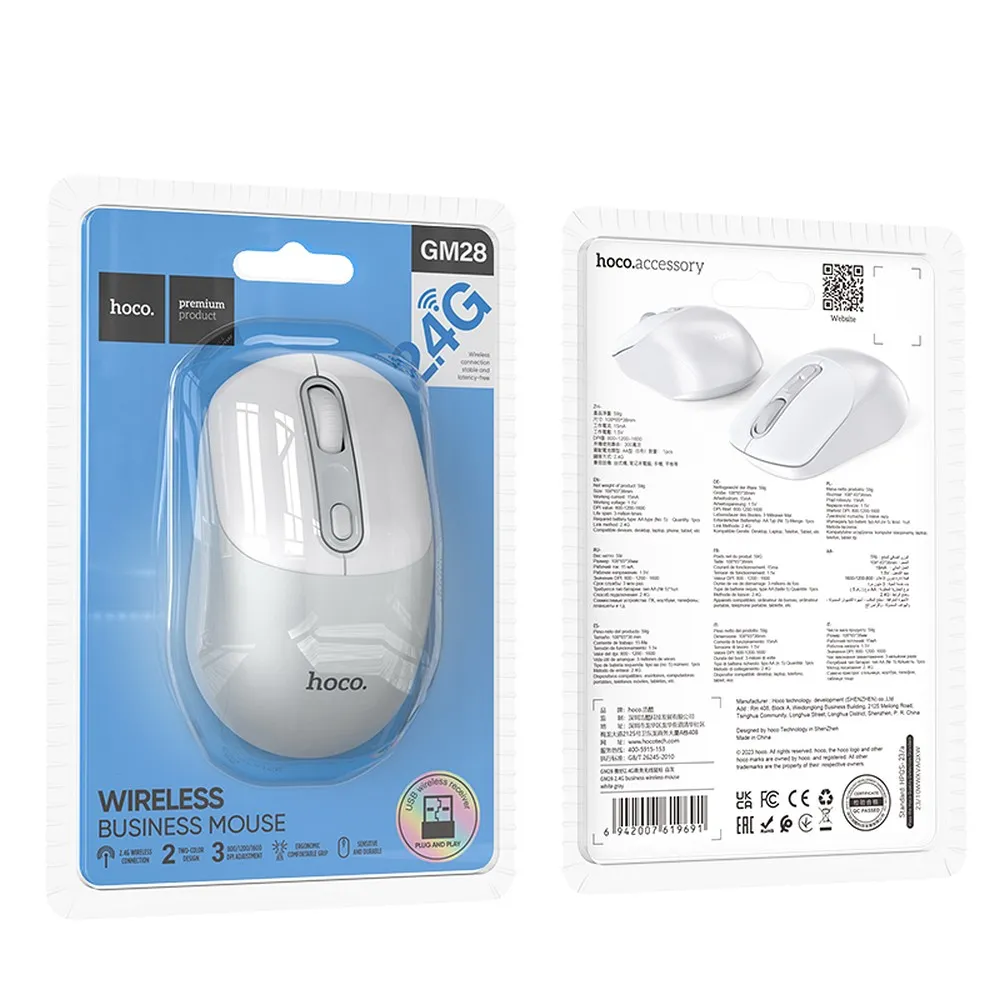 HOCO wireless computer mouse 2.4G GM28 white gray - Image 3